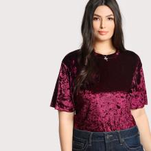 Shein Plus Solid Velvet T-shirt