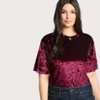Shein Plus Solid Velvet T-shirt