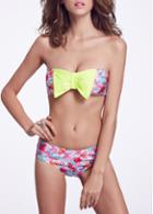 Rosewe Two Piece Floral Print Bowtie Decorated Bikini