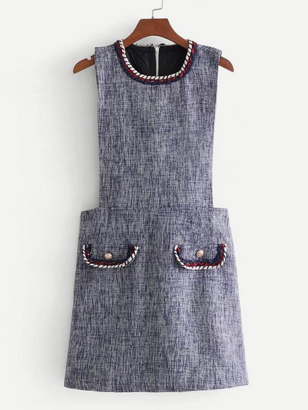 Shein Contrast Trim Tweed Dress