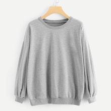 Shein Boxed Pleated Sleeve Marled Sweatshirt