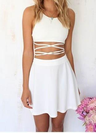 Shein White Criss Cross Back Midriff Mini Dress
