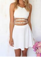 Shein White Criss Cross Back Midriff Mini Dress