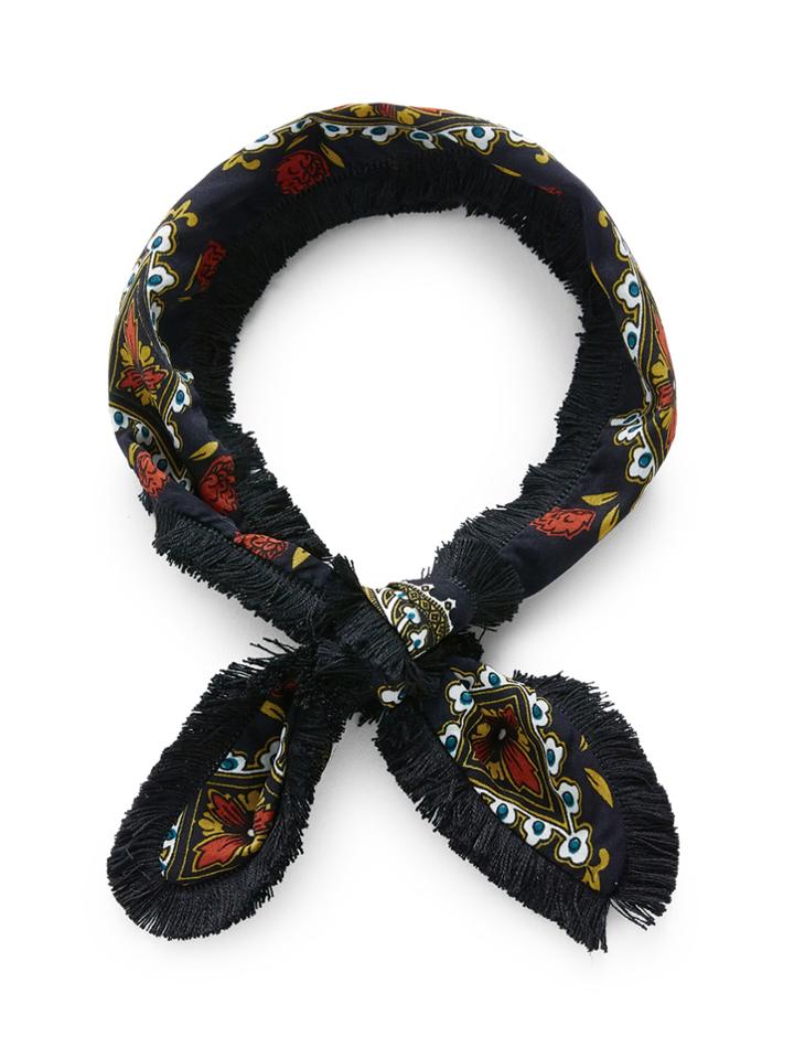Shein Graphic Print Fringe Trim Skinny Scarf