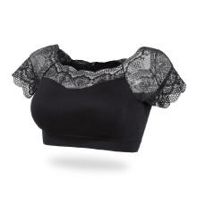 Shein Contrast Lace Bardot Crop Top