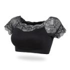 Shein Contrast Lace Bardot Crop Top