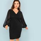 Shein Plus Sheer Bishop Sleeve Bodycon Dress