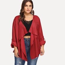 Shein Plus Waterfall Collar Solid Coat