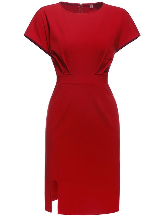 Shein Red Crew Neck Cap Sleeve Sheath Dress
