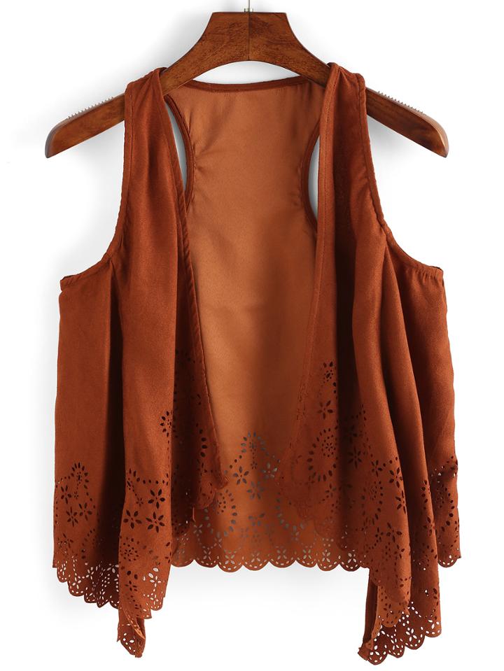 Shein Faux Suede Lacer-cut Vest