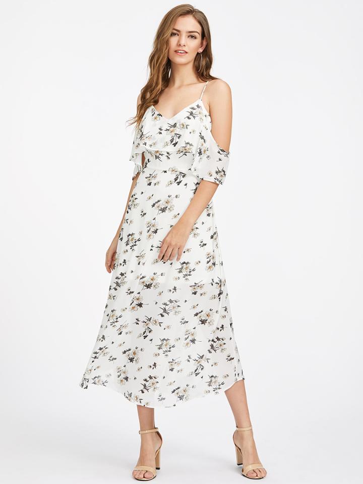 Shein Calico Print Flounce Layered Dress