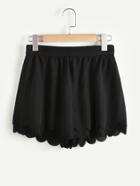 Shein Scallop Hem Zip Back Layered Wide Leg Shorts