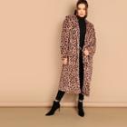 Shein Plus Leopard Print Longline Coat