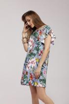 Shein Jungle Print Striped Butterfly Sleeve Dress