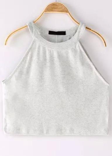 Shein Grey Halter Crop Cami Top