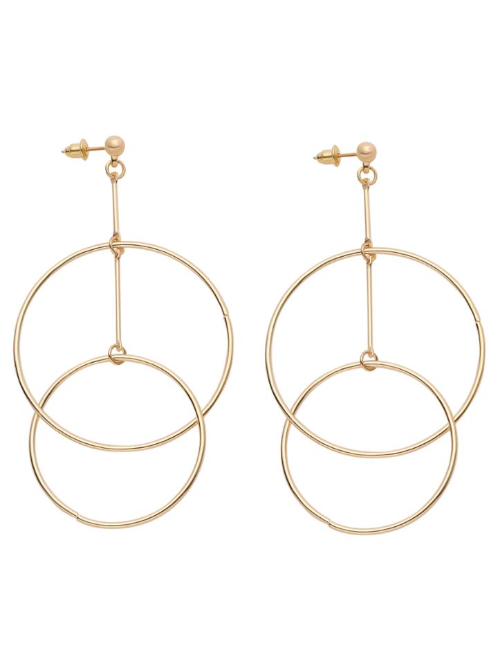 Shein Gold Plated Circle Hollow Out Drop Earrings