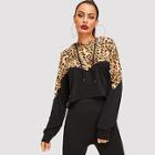 Shein Cut-and-sew Leopard Print Hoodie