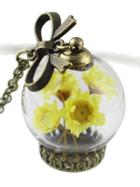 Shein Yellow Flower Bottle Girly Pendant Necklace Costume Jewelry