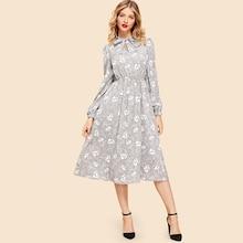 Shein Button Up Tie Neck Dress