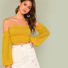 Shein Bishop Sleeve Crop Smock Top