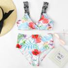 Shein Twist Flower Print Bikini Set