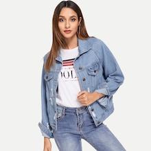 Shein Ripped Single Breasted Raglan Sleeve Denim Jacket
