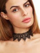 Shein Black Geometric Hollow Out Lace Choker Necklace