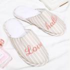 Shein Letter Embroidery Striped Flat Slippers