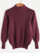 Shein Purple Mock Neck Slit Side Jersey Sweater