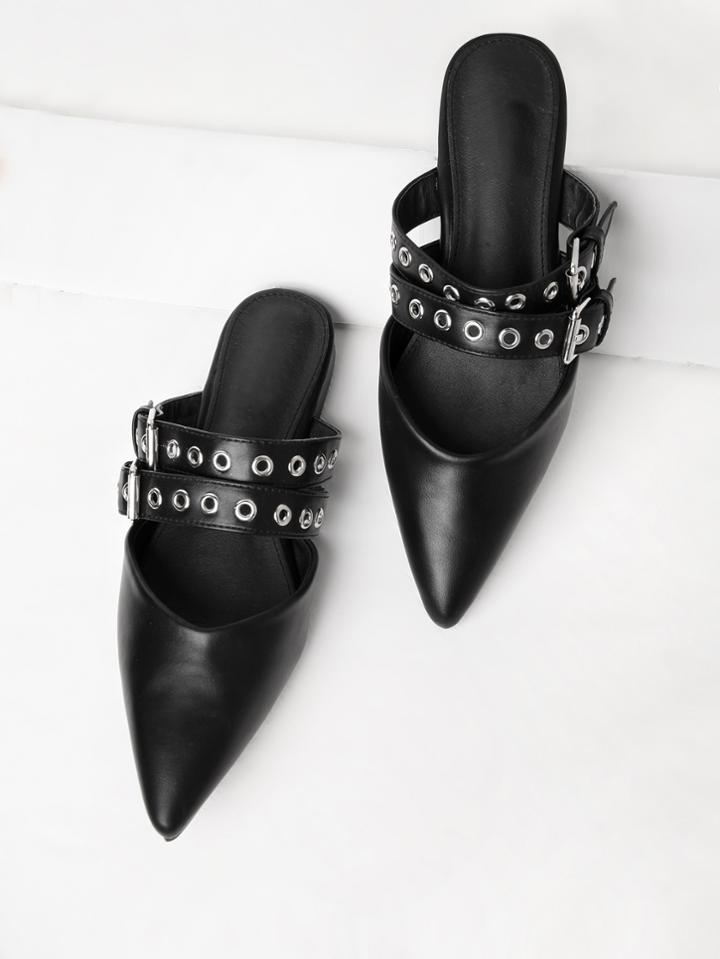 Shein Pu Pointed Toe Flats With Eyelet Strap