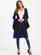 Shein Scallop Bell Cuff Open Front Duster Coat