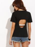 Shein Black Cut Out Back T-shirt