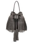 Shein Grey Drawstring Tassel Bucket Bag