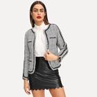 Shein Pocket Front Plaid Jacket