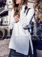Shein White Long Sleeve Split T-shirt