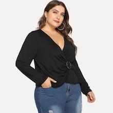 Shein Plus V Neck Surplice Wrap Top
