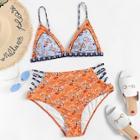 Shein Plus Floral Print Cut-out Side Bikini Set