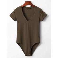 Shein V Neckline Rolled Cuff Bodysuit
