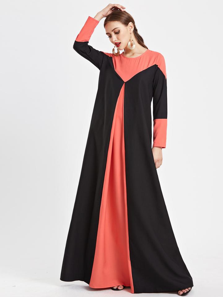 Shein Contrast Panel Floor Length Kaftan Dress