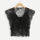 Shein Asymmetrical Eyelash Lace Sheer Blouse