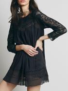 Shein Lace Insert Hollow Black Blouse