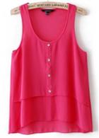 Rosewe Fine Quality Round Neck Button Decoration Chiffon Vest