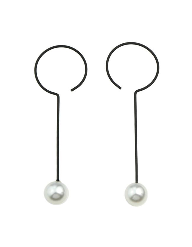 Shein Black Pearl Long Earrings