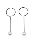 Shein Black Pearl Long Earrings
