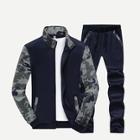 Shein Men Cut And Sew Camouflage Jacket & Pants 2pcs