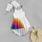 Shein Toddler Girls Colourful Striped Dip Hem Cami Dress