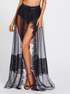 Shein Crochet Trim See-through Floor Length Skirt