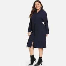 Shein Plus Solid Self Tie Shirt Dress
