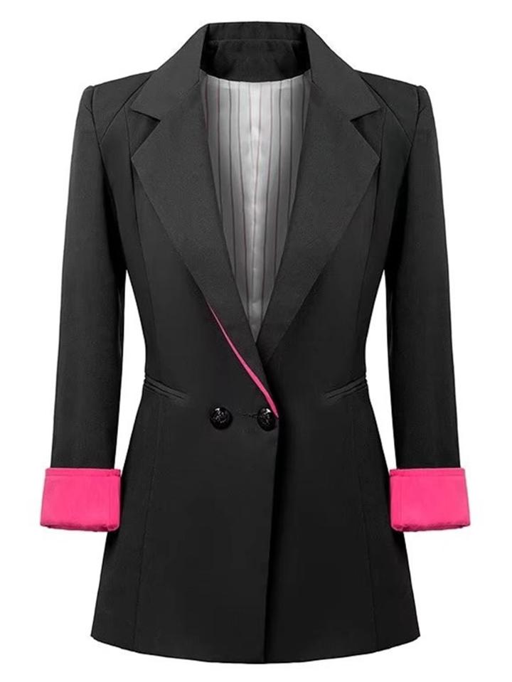 Shein Contrast Cuff Fitted Blazer