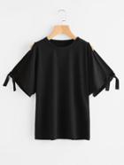 Shein Split Sleeve Tie Cuff T-shirt
